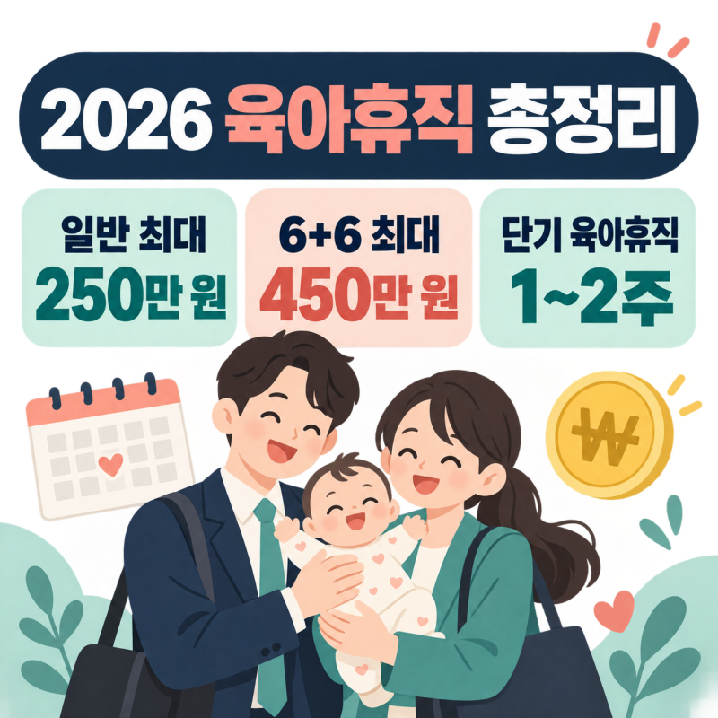 2026 육아휴직 총정리｜급여 250만원·6+6 특례·단기 육아휴직·신청방법 및 2027년 달라지는 부....