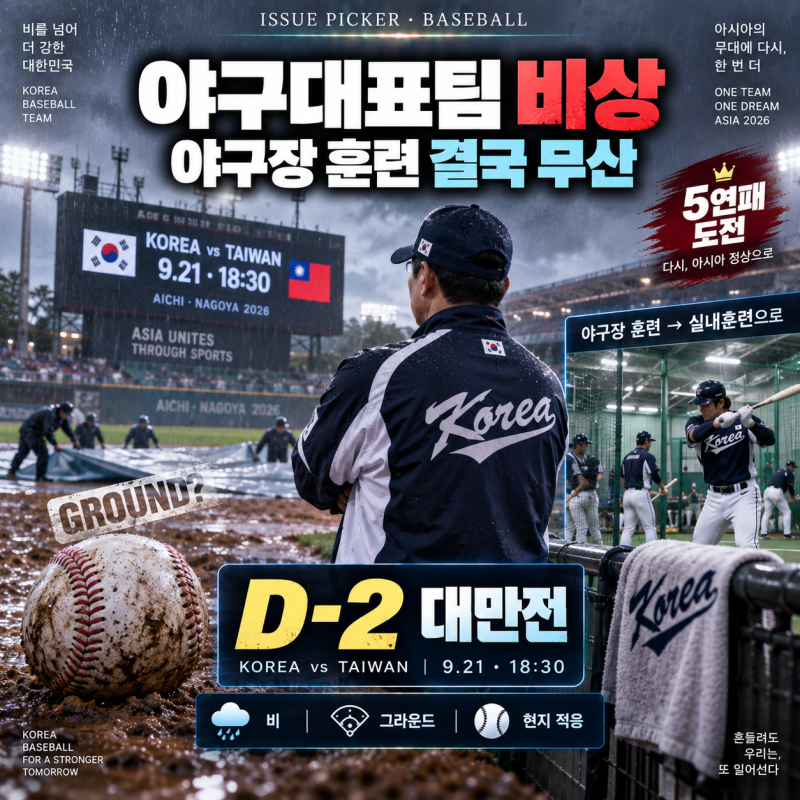 한국 야구대표팀 비상｜아시안게임 야구장 훈련 결국 무산, 대만전 괜찮을까?