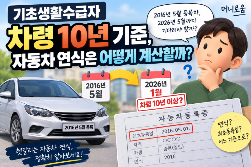 기초생활수급자 차령 10년 기준, 자동차 연식은 어떻게 계산할까?