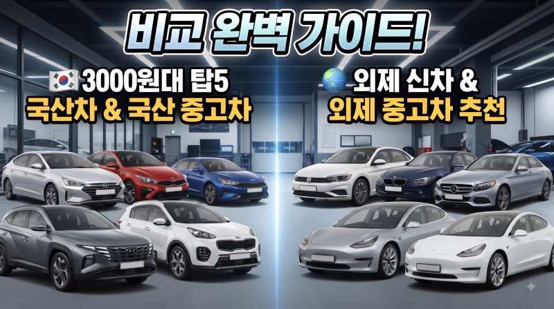 3000만원대 탑5 국산차 & 국산 중고차 = 외제 신차 & 외제 중고차 추천 비교 완벽 가이드!