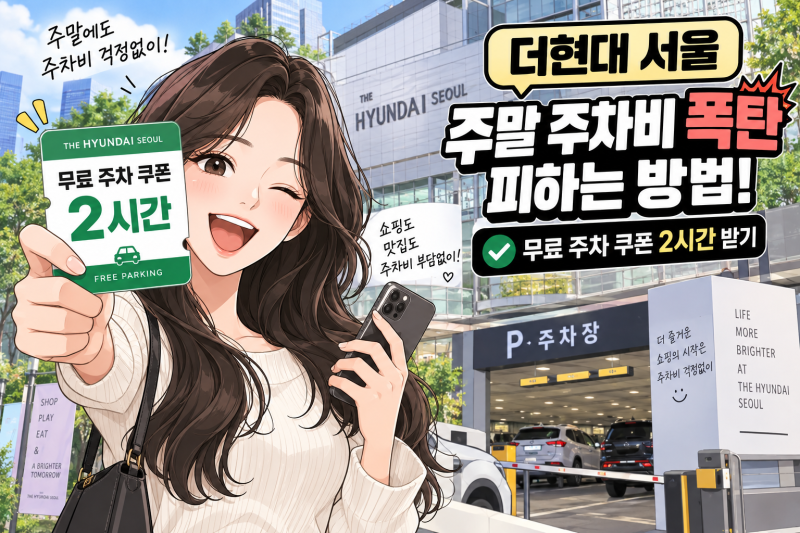 더현대 서울 주말 주차비 폭탄 피하는 무료 주차 쿠폰 2시간 받는 법