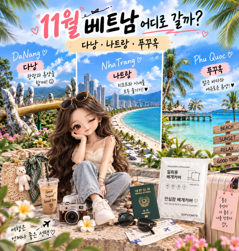 11월 베트남 여행지 추천 다낭 나트랑 푸꾸옥 어디가 좋을까