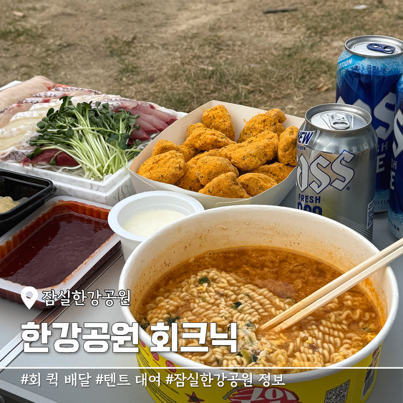 잠실한강공원 피크닉 회 치킨 배달 텐트 대여 편의점