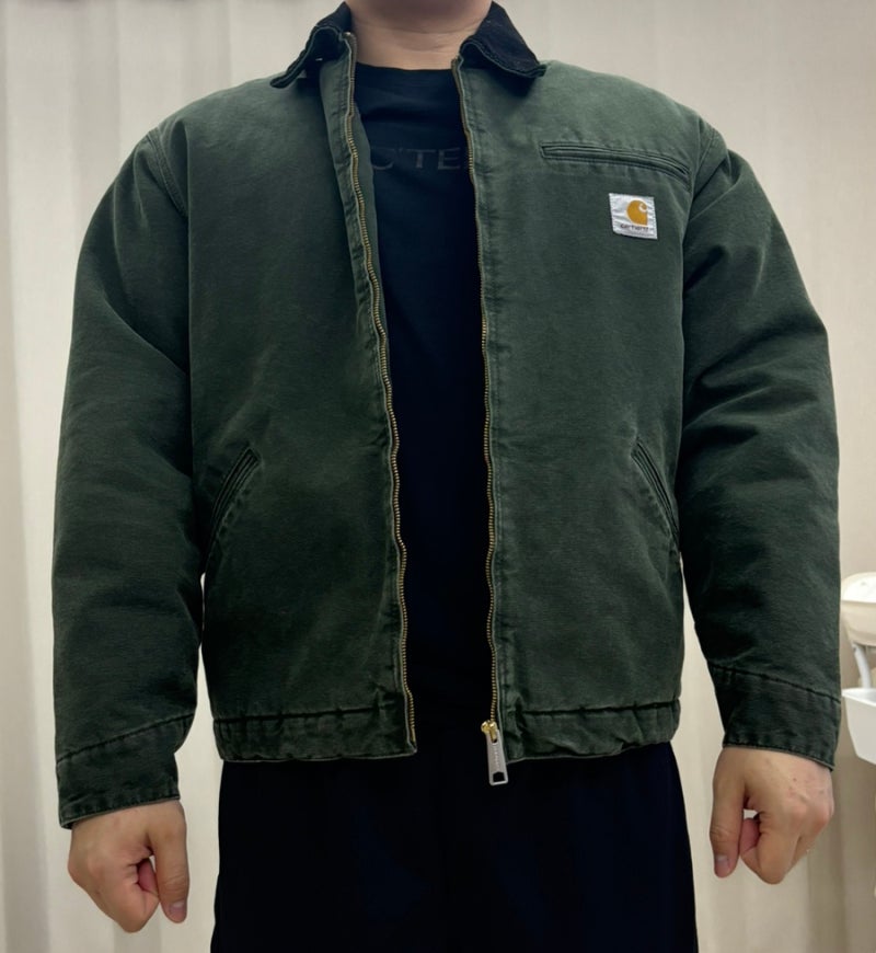 [칼하트 WIP OG 디트로이트 자켓 올리브 블랙 스톤 캔버스 - 윈터]Carhartt WIP OG Detroit Jacket Olive Bl....