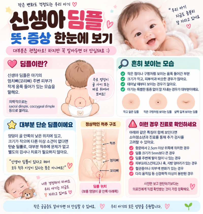 신생아 딤플 뜻과 증상｜털 있으면? 초음파 검사·치료까지 총정리