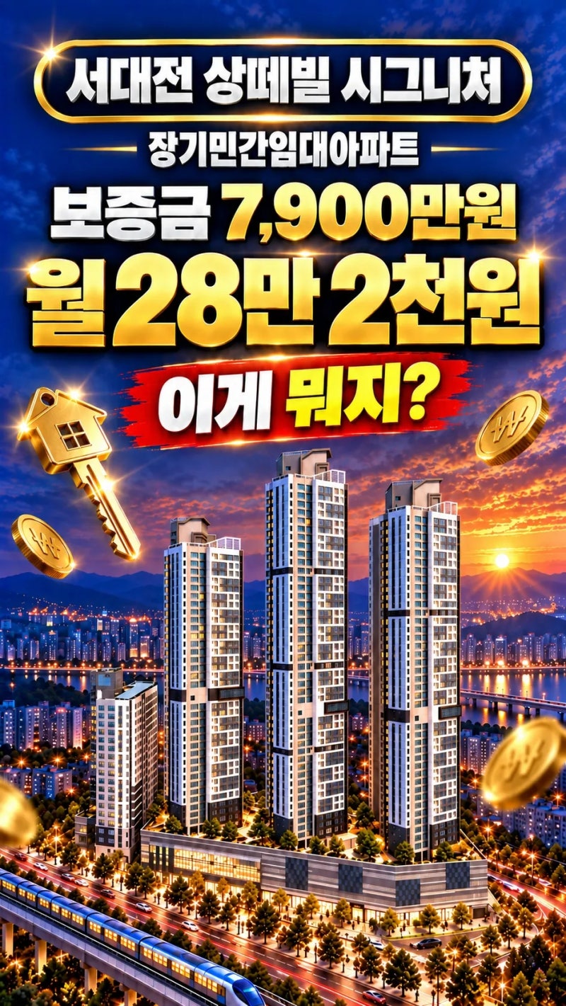 '서대전상떼빌시그니처' 임대아파트 보증금 7,900만원 /월 28만 2천원 이게 뭐지?