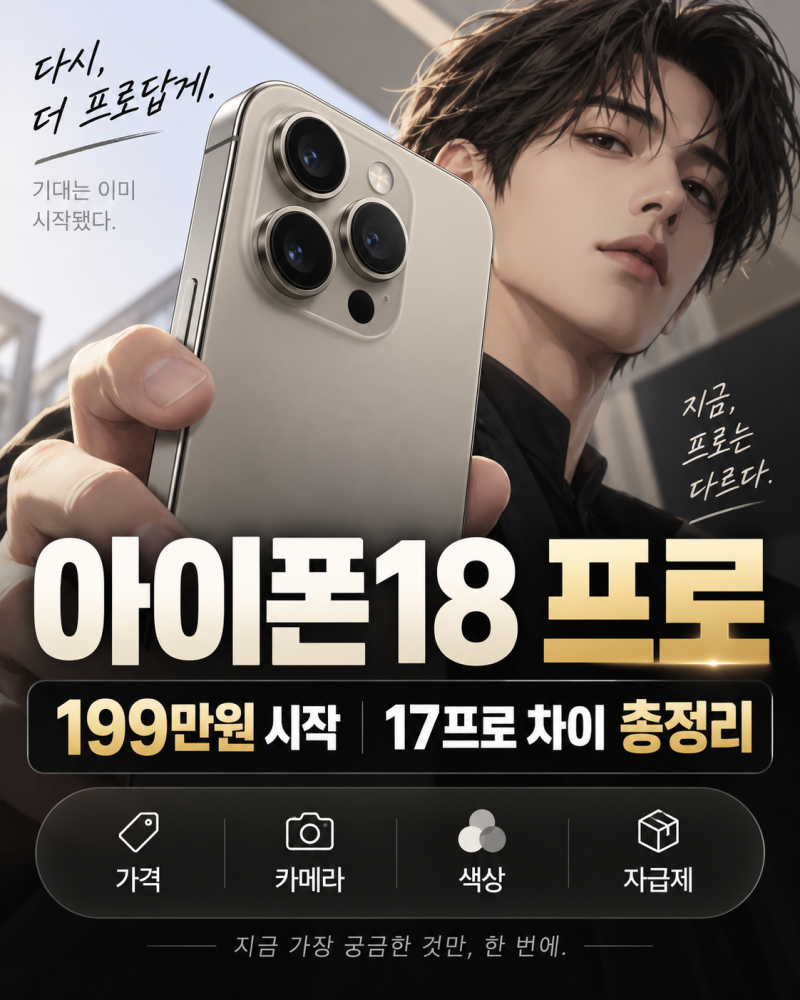 아이폰18 프로 199만원 출시, 17프로 차이부터 가격·카메라·색상까지 총정리