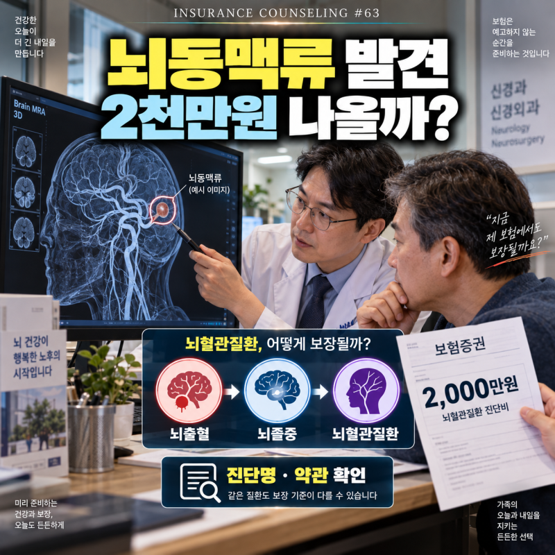 뇌혈관 진단비 2천만원 있는데 뇌동맥류는 보장 안 된다고요? 뇌혈관질환 보험에서 꼭 확인....