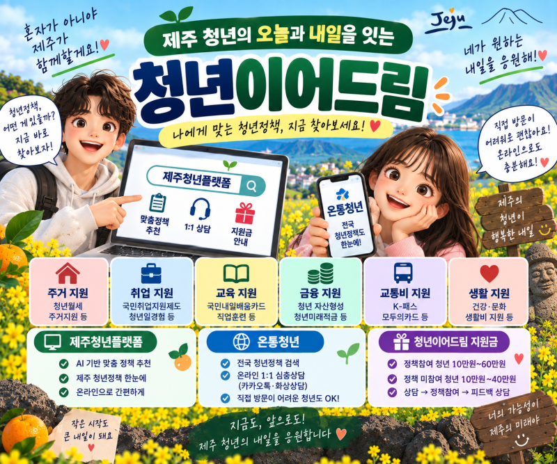 제주 청년이어드림 총정리｜나에게 맞는 청년정책 쉽게 찾는 방법