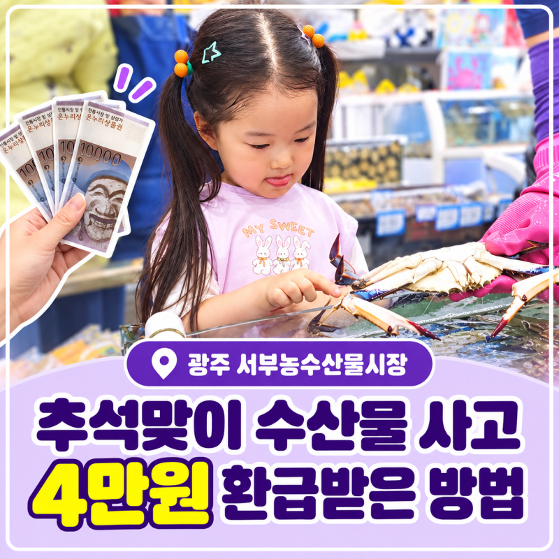 광주 서부농수산물시장 온누리상품권 환급, 수산물 사고 4만원 받은 방법