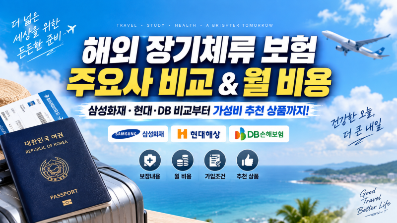 해외 장기체류(3개월 이상) 보험 주요 3사 비교 & 가성비 추천 상품 총정리 (월 납부금 비교)