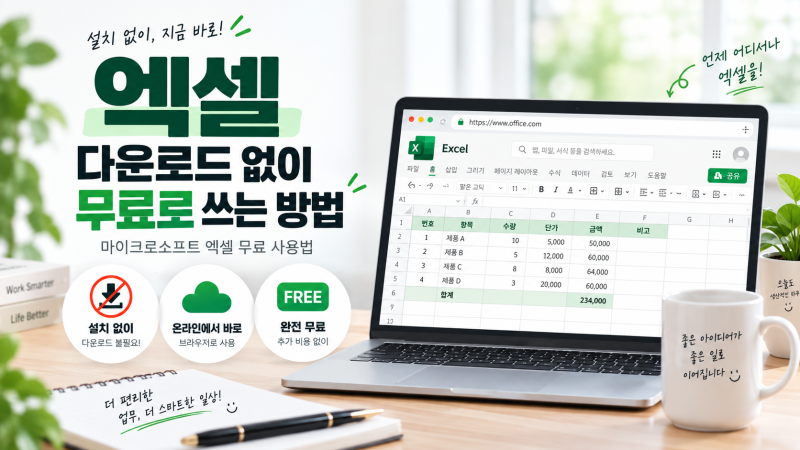 엑셀 다운로드 하지 않고 무료로 쓰는 방법 (마이크로소프트 엑셀 무료 사용법)