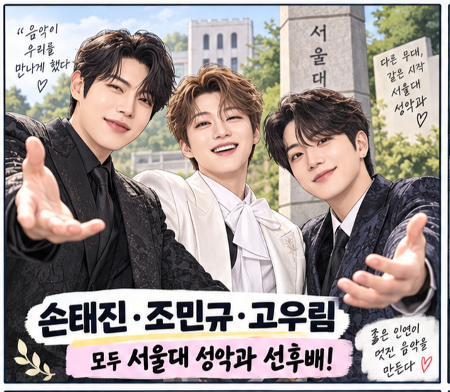 손태진·조민규·고우림, 서울대 성악과 세 남자의 인연…‘김진’부터 흰 정장까지