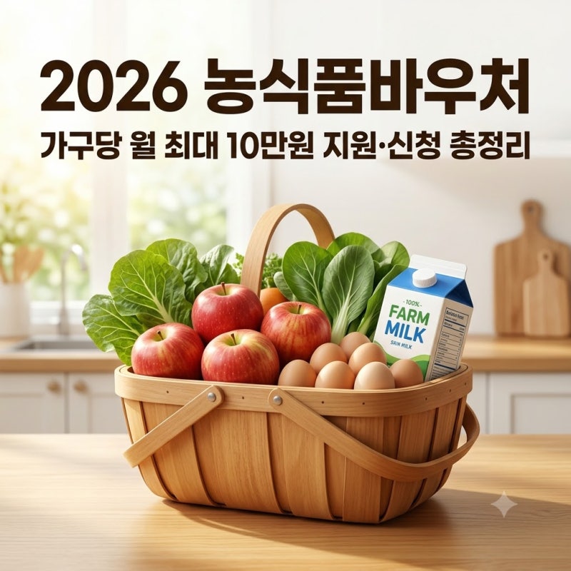 2026 농식품바우처 신청방법 총정리! 가구당 월 최대 10만원 지원대상·사용처·마감일