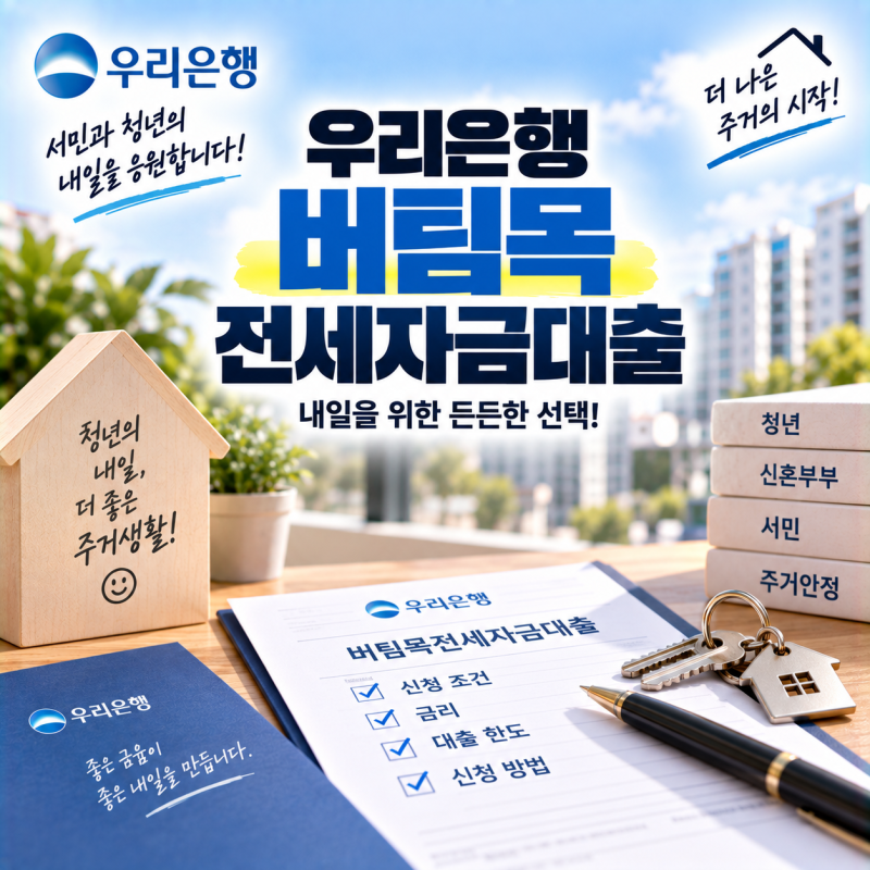서민과 청년의 든든한 주거 사다리, 우리은행 버팀목전세자금대출 신청 조건부터 금리·한도....