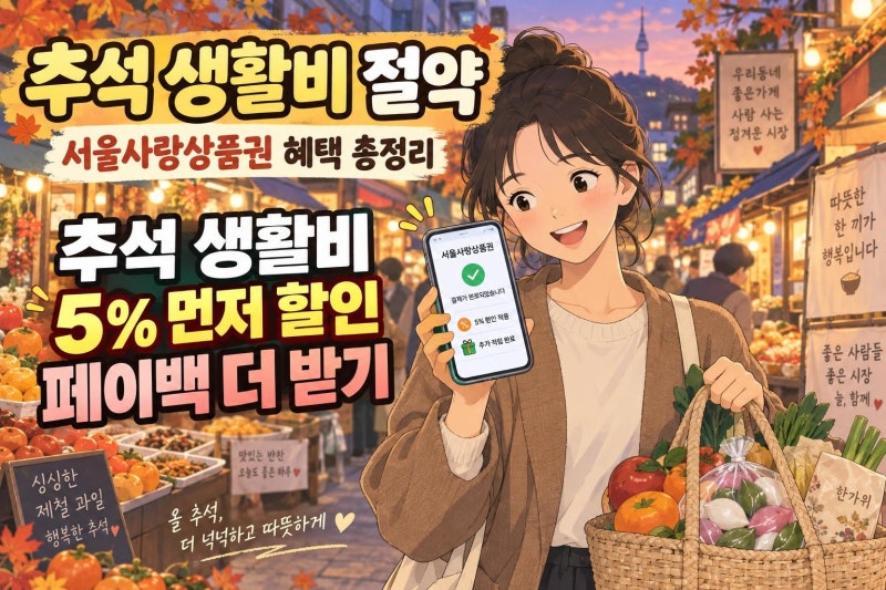 서울사랑상품권 2026 추석 혜택 총정리: 5% 할인부터 최대 10% 페이백, 발행일·사용처까지