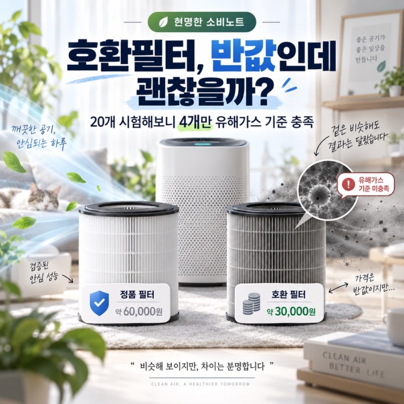 “공기청정기 호환필터, 정품보다 반값인데 괜찮을까?” 20개 시험해보니 4개만 유해가스 기....