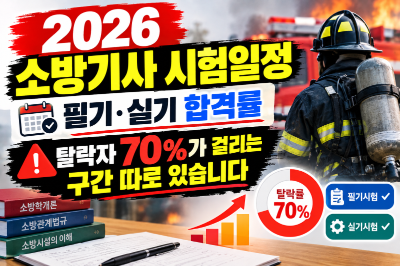 2026 소방기사 시험일정 필기·실기 합격률, 탈락자 70%가 걸리는 구간 따로 있습니다