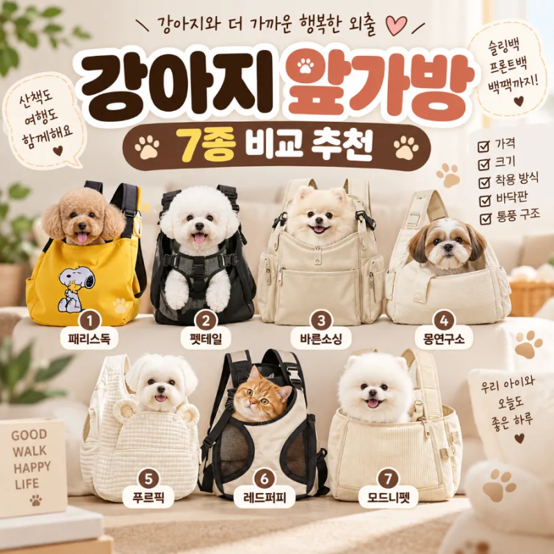 강아지 고양이 앞가방 추천 7종 비교｜슬링백·프론트백 이동가방 고르는 법 맞춤추천까지