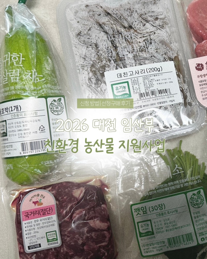 2026 대전 임산부 친환경 농산물 지원사업 신청방법 추가신청 농산물 꾸러미 구매 후기