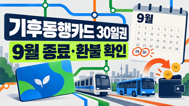 기후동행카드 30일권 종료 전 환불과 9월 남은 사용기간 확인