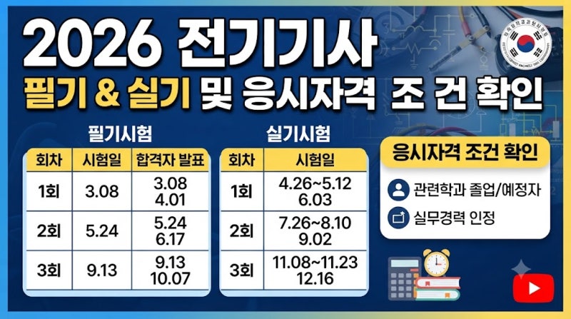 2026 전기기사 필기 실기 및 응시자격 조건 확인