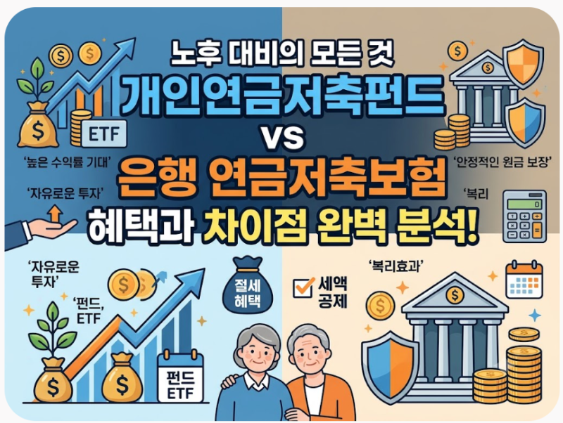 개인연금저축펀드 혜택과 은행 연금저축보험 차이점