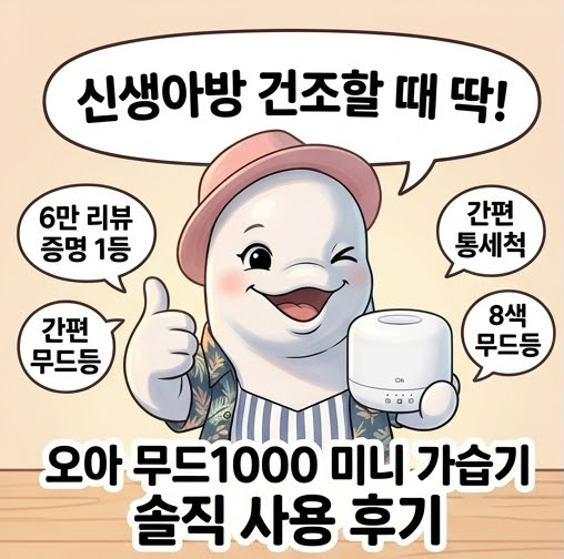 신생아방 건조할 때 오아 무드1000 미니 가습기 후기