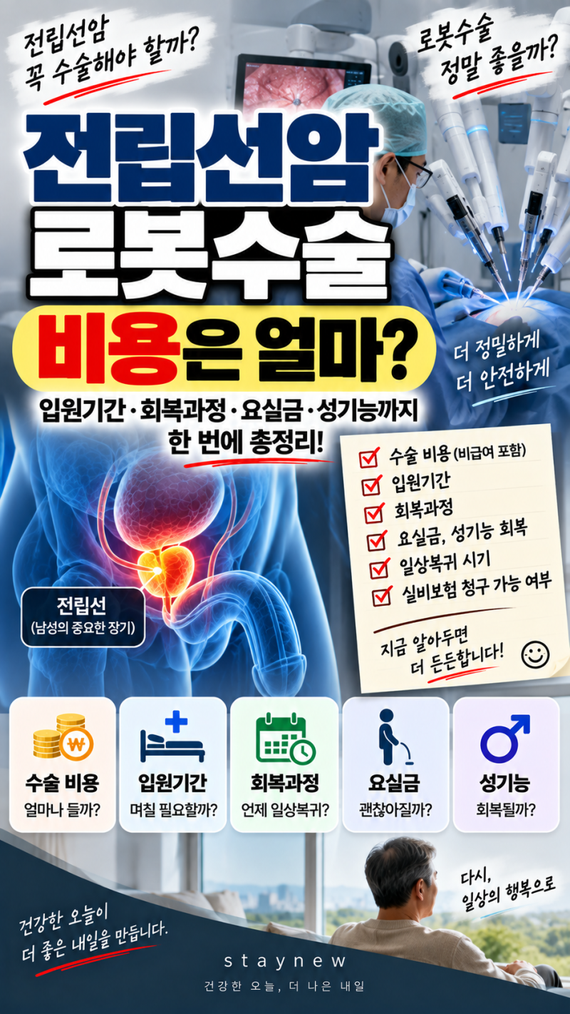 전립선암 로봇수술 비용과 입원기간·회복과정 총정리