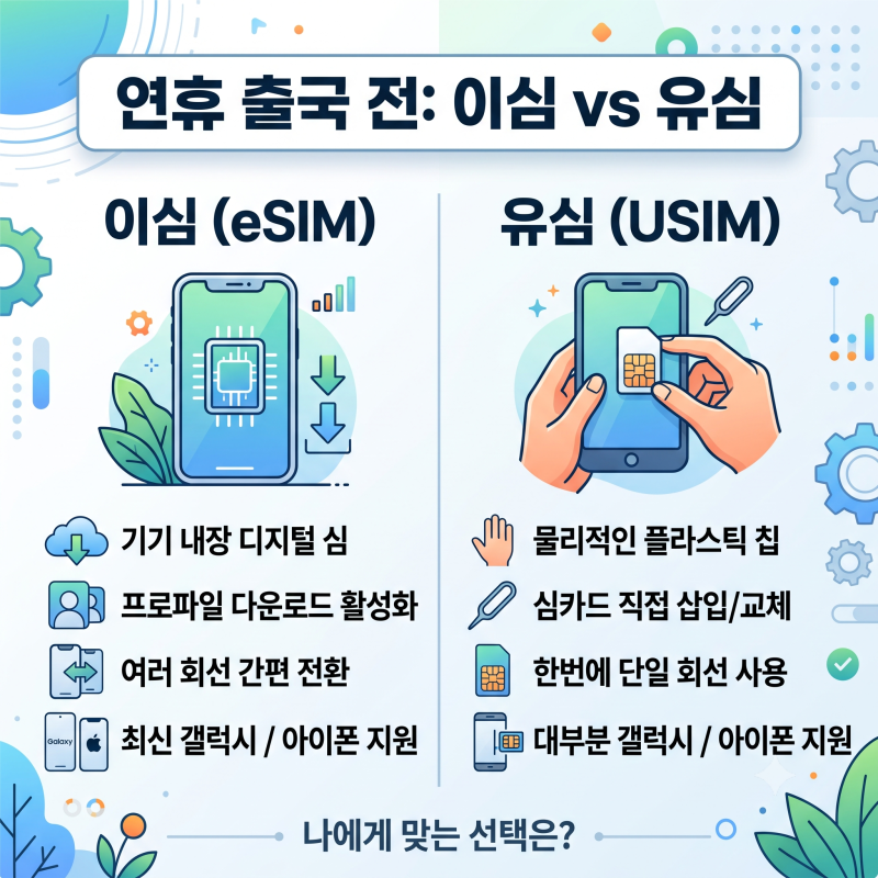 이심 유심 차이 정리 | 연휴 출국 전에 어느 쪽을 골라야 하는지 (갤럭시/아이폰)