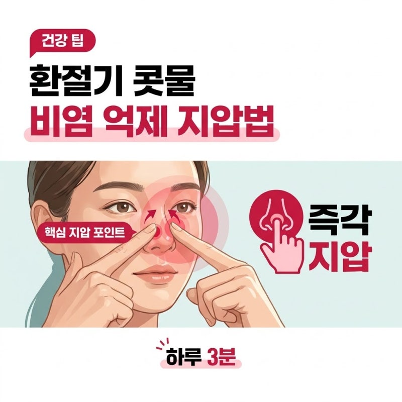 환절기 콧물 비염 억제 지압법, 세 가지 혈자리로 아침마다 훌쩍이는 증상 줄이는 비교 가이....