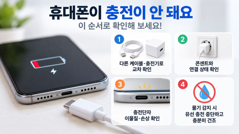 휴대폰이 충전이 안 돼요: 갑자기 충전 안 될 때 케이블·충전단자부터 확인하는 순서