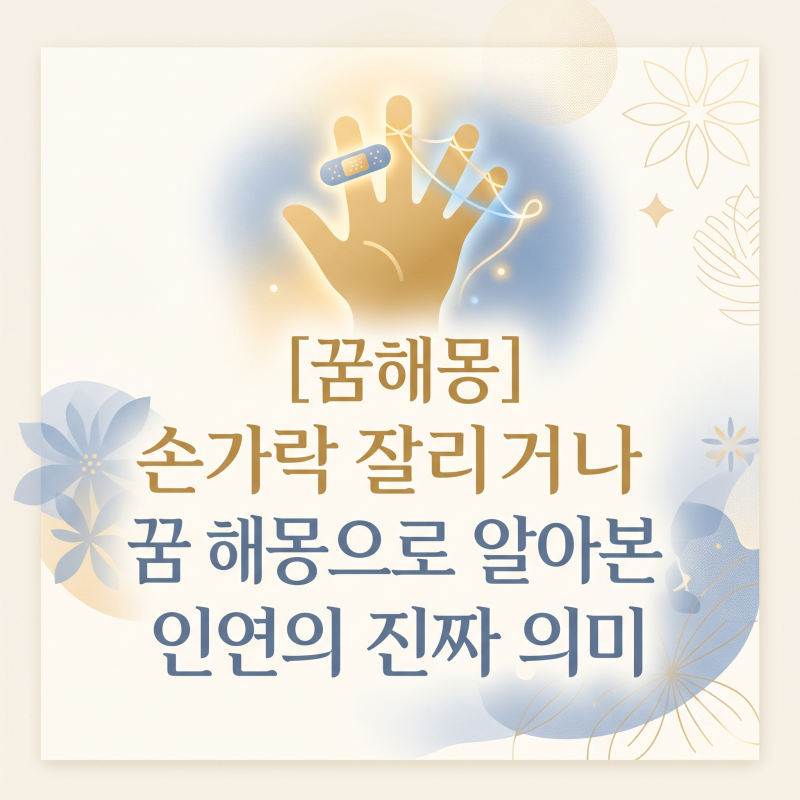 [꿈해몽] "손가락 잘리거나 부러지는 꿈, 해몽으로 알아본 인연의 진짜 의미"손가락 다치는 ....