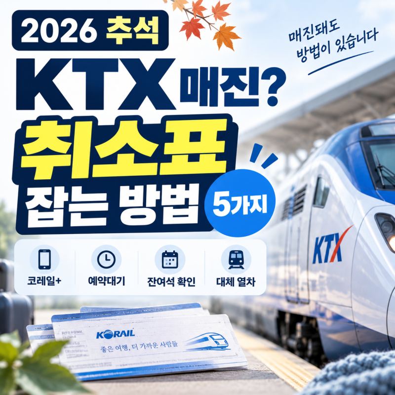2026 추석 KTX 취소표 언제 풀릴까? 매진 취소표 잡는법 꿀팁 5가지