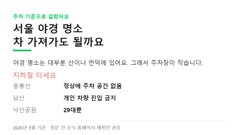 밤에 차 몰고 가도 괜찮을까요? 서울 야경 명소 주차 팁