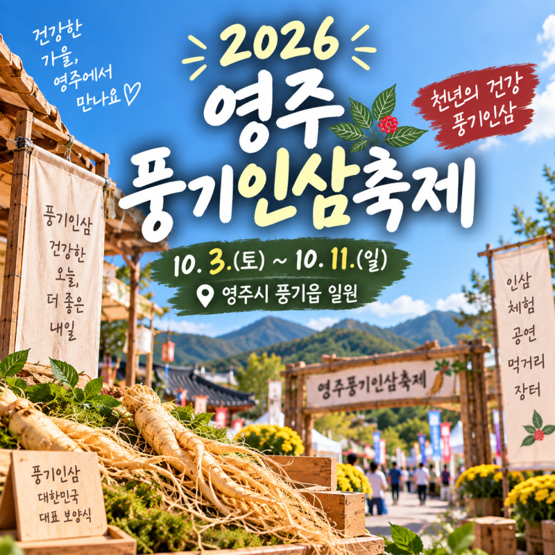 영주 풍기인삼축제 2026일정 체험 먹거리 가수라인업 영주여행