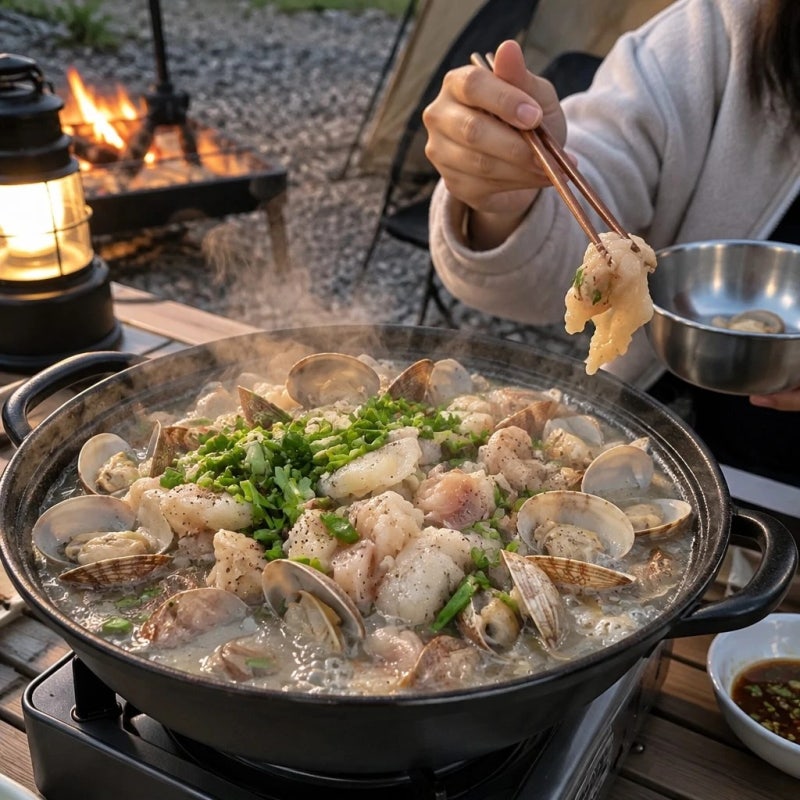 백년밥상 스지 바지락 전골 밀키트 간편한 캠핑음식 국물 요리 추천