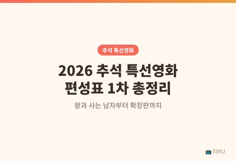 2026 추석 특선영화 편성표 1차 총정리, 1692만 왕과 사는 남자부터 어쩔수가없다 확장판까지(....