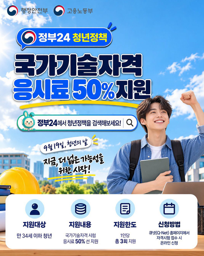 청년 국가기술자격 응시료 50% 지원 대상·신청방법 정리 (큐넷 신청)