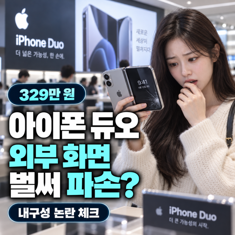 아이폰 듀오 외부 화면이 벌써 파손? 329만 원 폴더블폰 내구성 논란 정리!