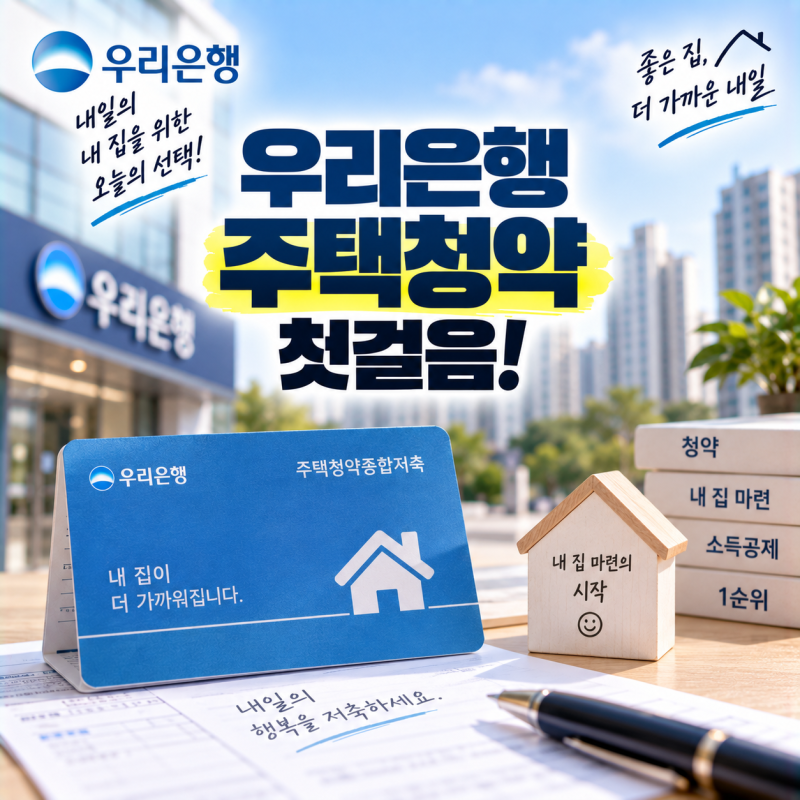 내 집 마련의 가장 든든한 첫걸음, 우리은행 주택청약종합저축 가입 방법부터 납입 금액·1순....