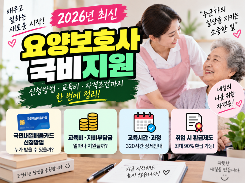 요양보호사 국비지원 2026｜국민내일배움카드 신청방법·교육비·자비부담금 총정리
