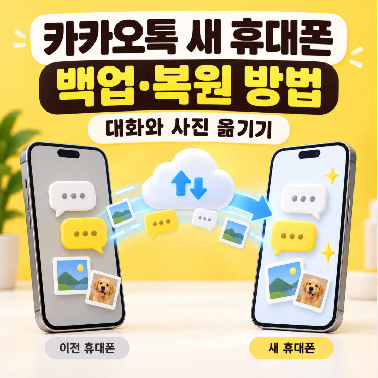 카카오톡 새 휴대폰 백업 복원 방법, 대화와 사진 옮기는 순서