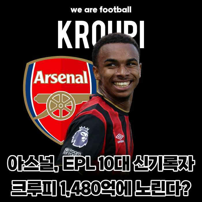 "1,480억 쏠 준비 끝났다!" 아스널, '13골 폭격' EPL 10대 신기록 쓴 주니오르 크루피 낙점... 아르....