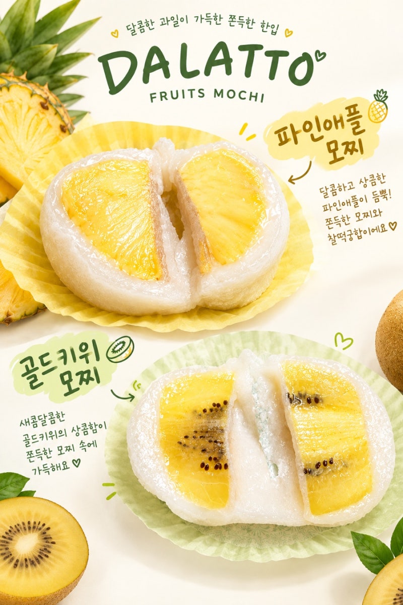 [영등포 타임스퀘어 팝업] 상큼함 터지는 과일 모찌 맛집! '달라또' 파인애플 & 골드키위 모찌....