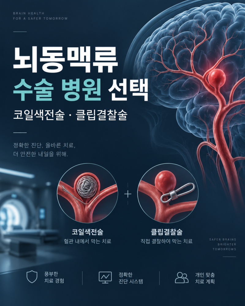 뇌동맥류 수술 잘하는 병원 찾을 때 꼭 확인할 것 / 코일색전술·클립수술 차이까지 한 번에