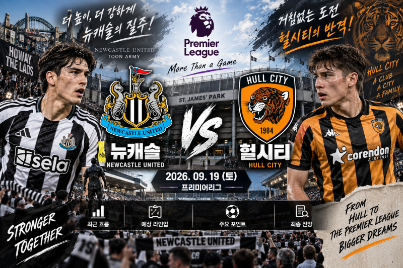 2026년 9월 19일 프리미어리그 뉴캐슬 VS 헐시티 경기분석