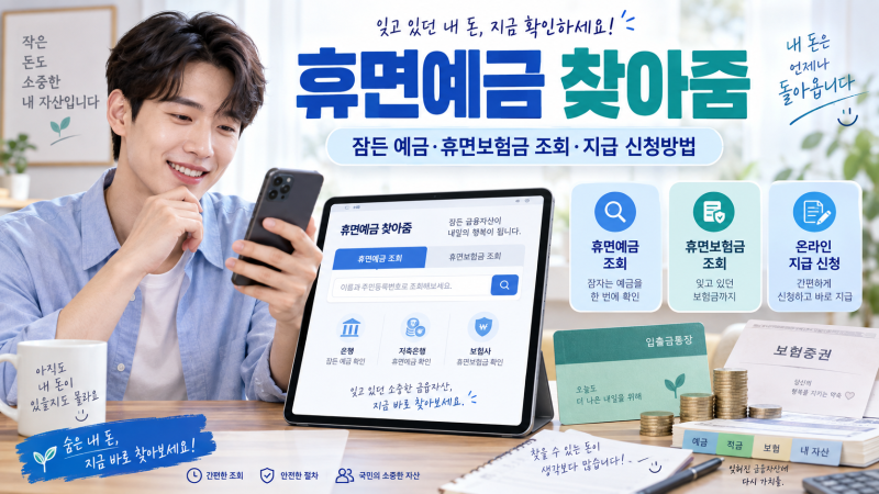 휴면예금 찾아줌｜잠든 예금·휴면보험금 조회·지급 신청방법