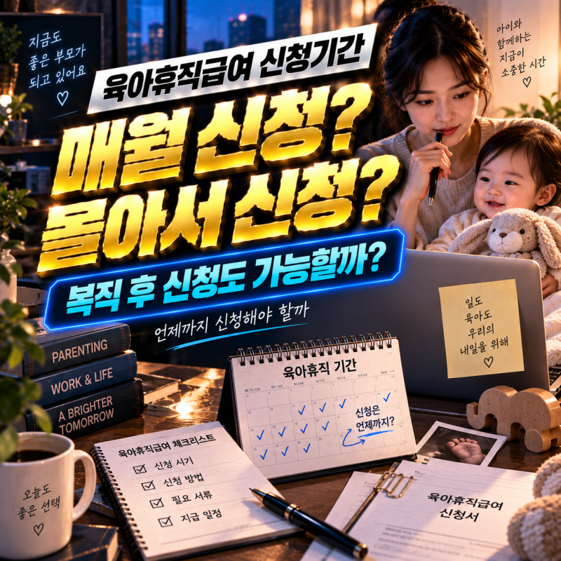 육아휴직급여 신청기간｜매월 신청해야 하나? 휴직 종료 후 한꺼번에 신청해도 될까?
