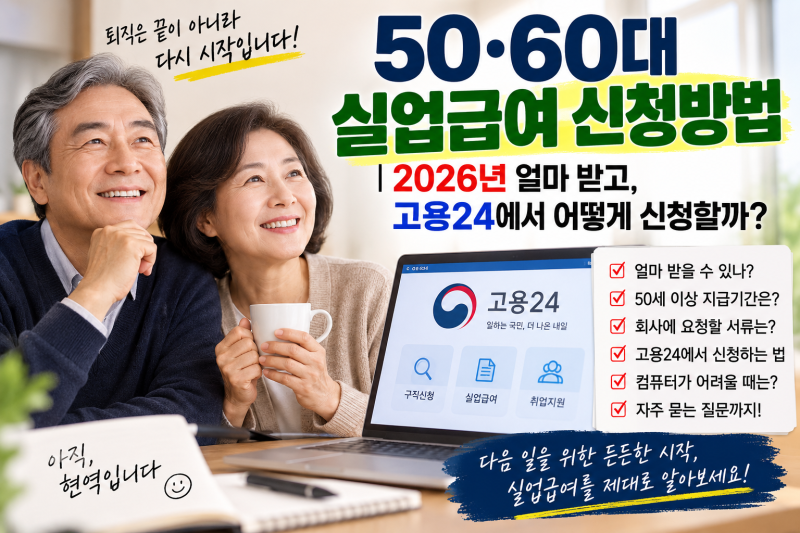 50·60대 실업급여 신청방법｜2026년 얼마 받고, 고용24에서 어떻게 신청할까?